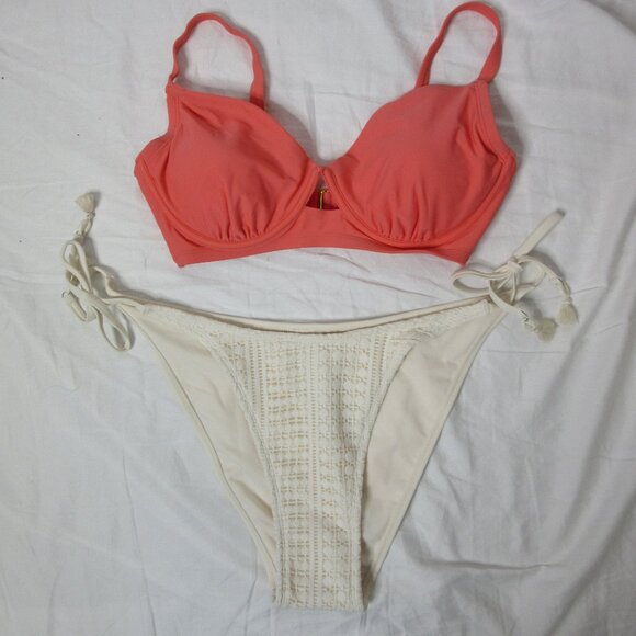 Shade & Shore wild fable 2 Piece Bikini Coral and Ivory Size XL & 36DD NWT - Picture 1 of 8